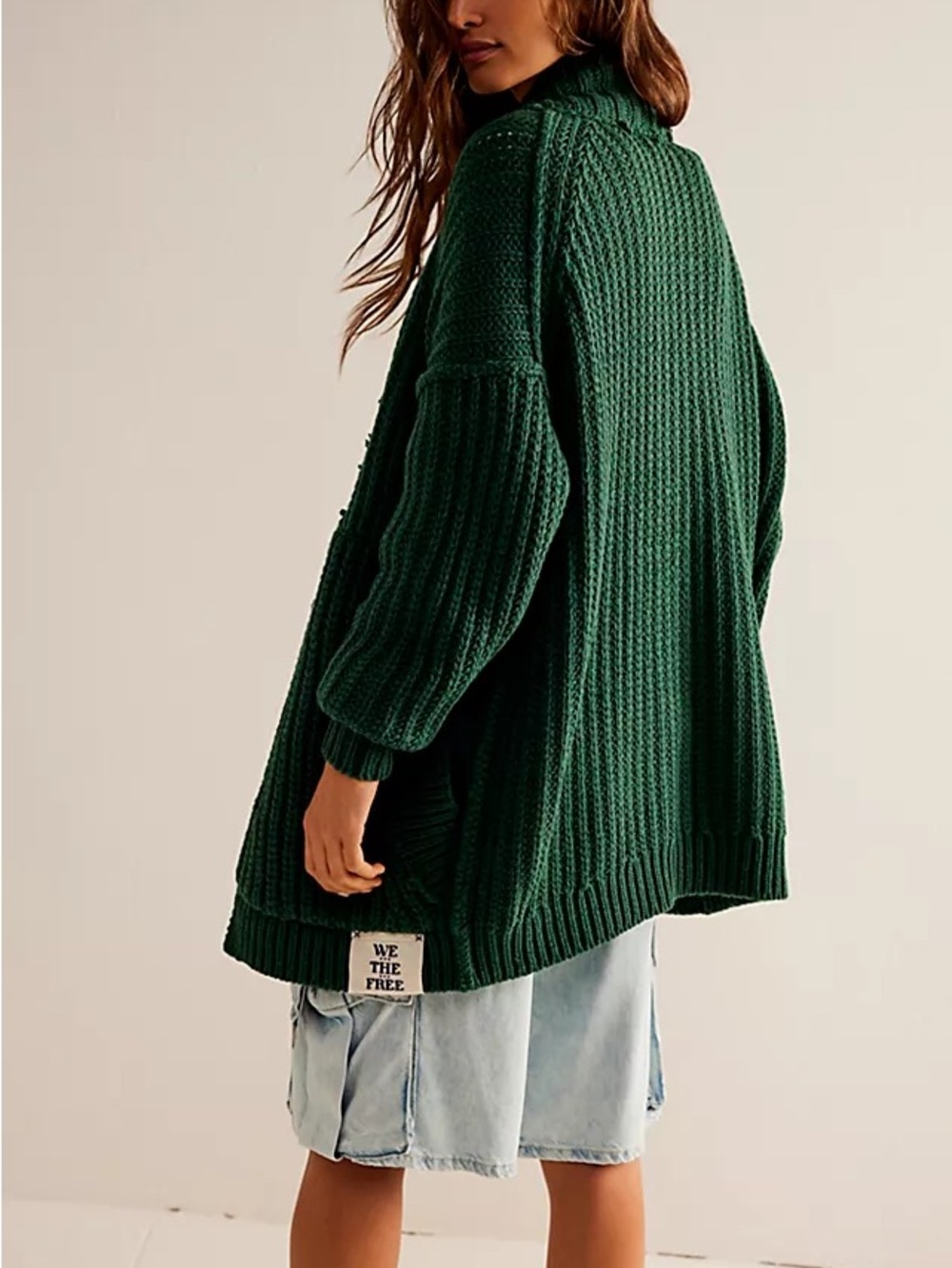 We The Free “Wonderful You” cardi in Hunter Green Excellent Condition
